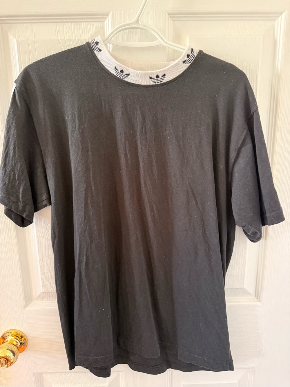 adidas Black Short Sleeve Tee with White Logo Trim